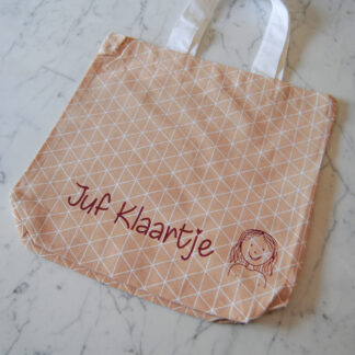 katoenen tas driehoekjes zalmroze