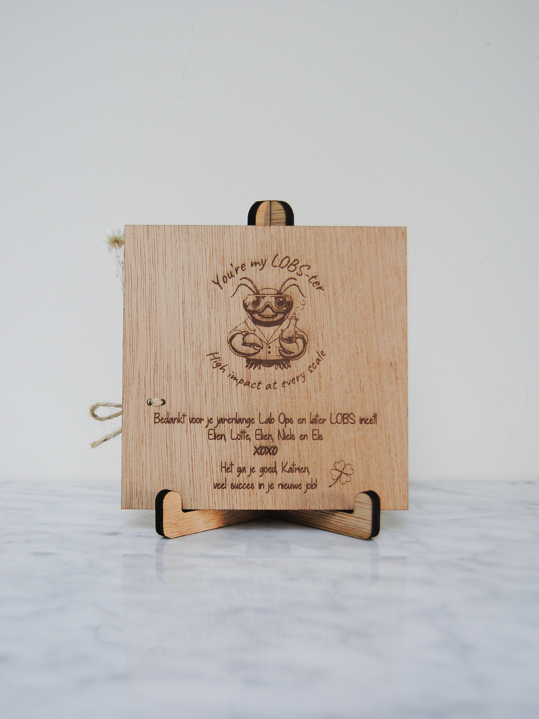°Houten wenskaart op maat - vierkant