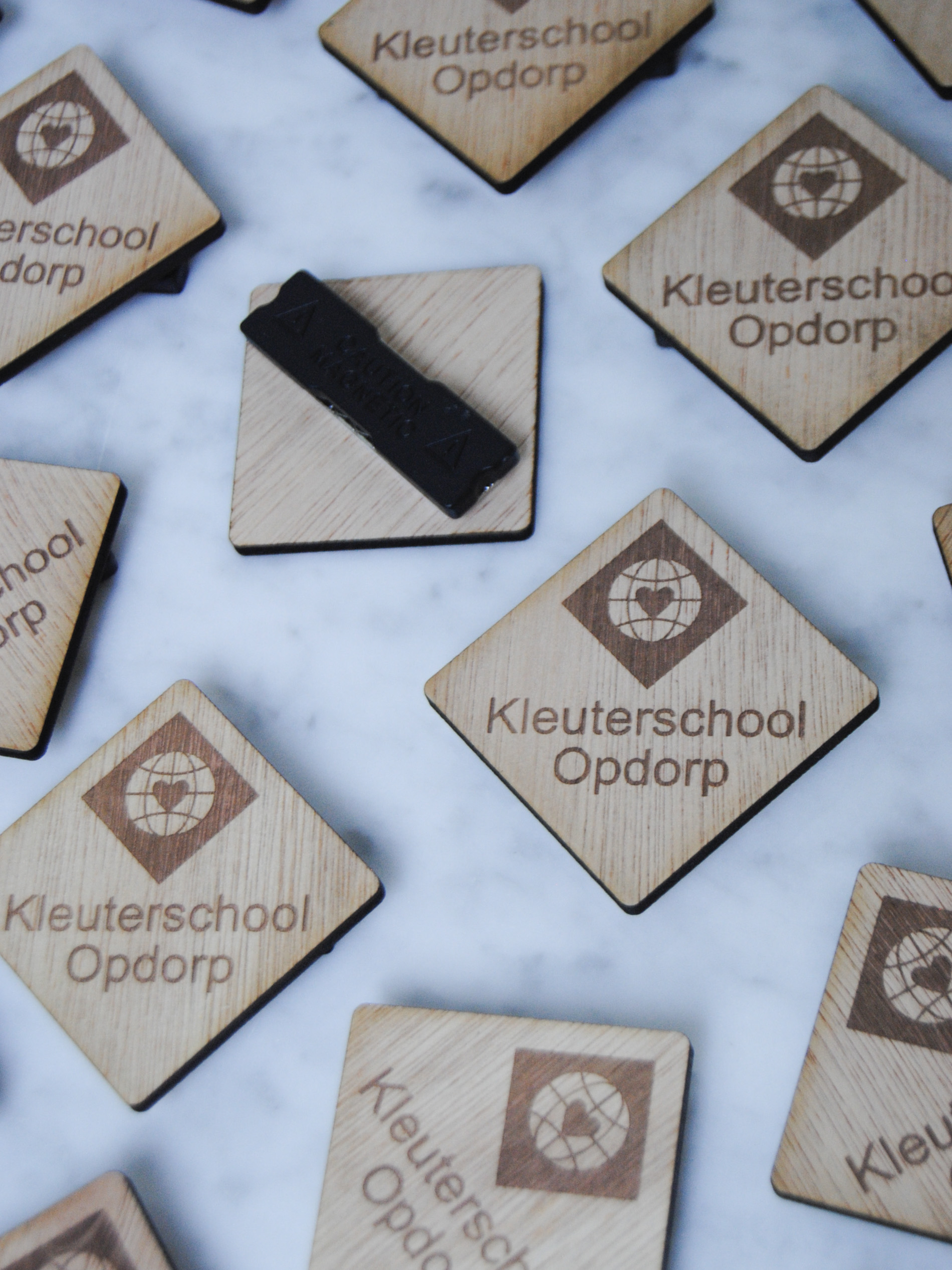 Magnetische broche - hout
