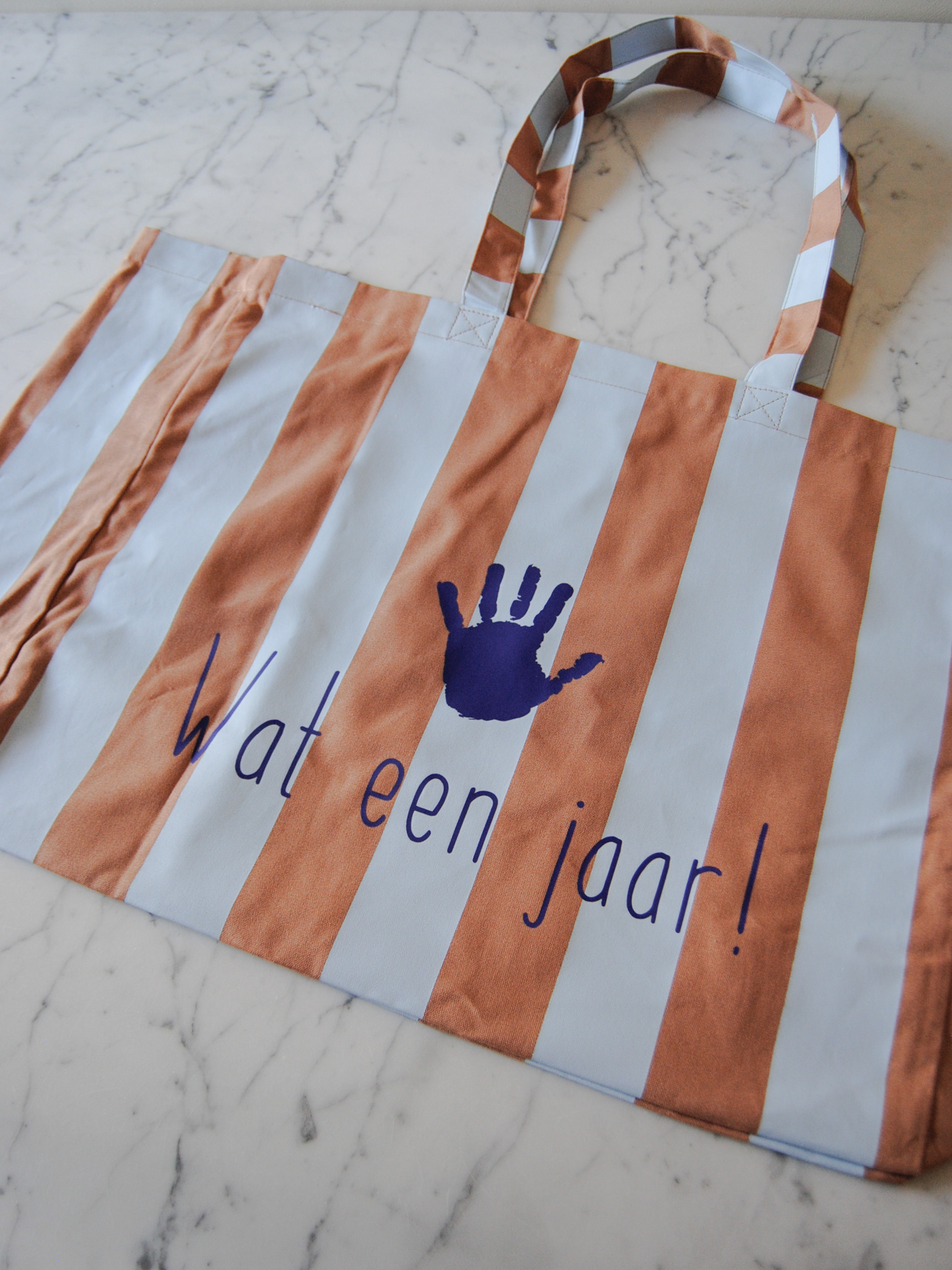 Katoenen strandtas gestreept